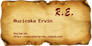 Ruzicska Ervin névjegykártya